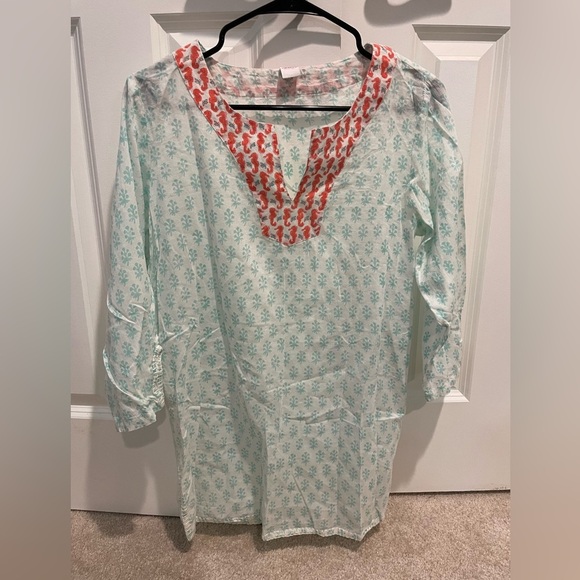 Printed Swim Coverup Top - Picture 1 of 7